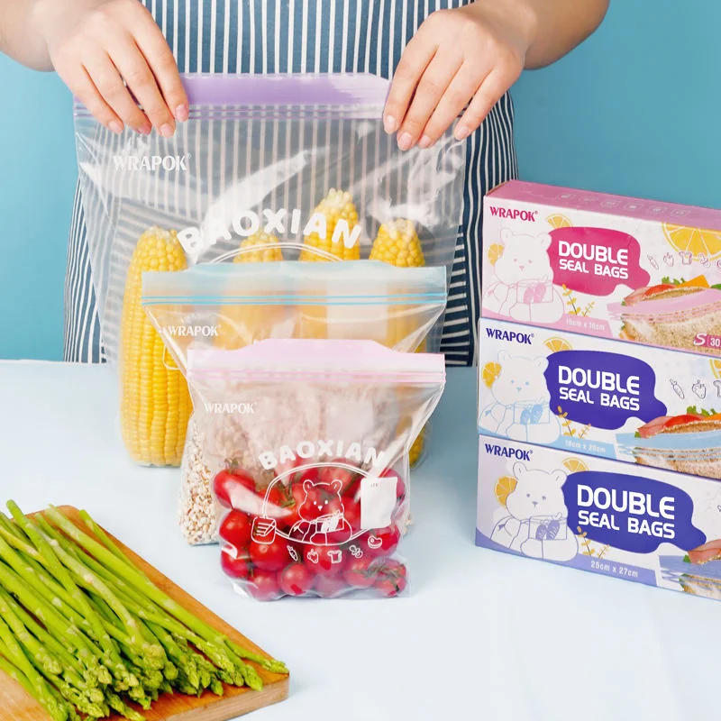 Food storage bag, plastic kitchen zipper sealed bag