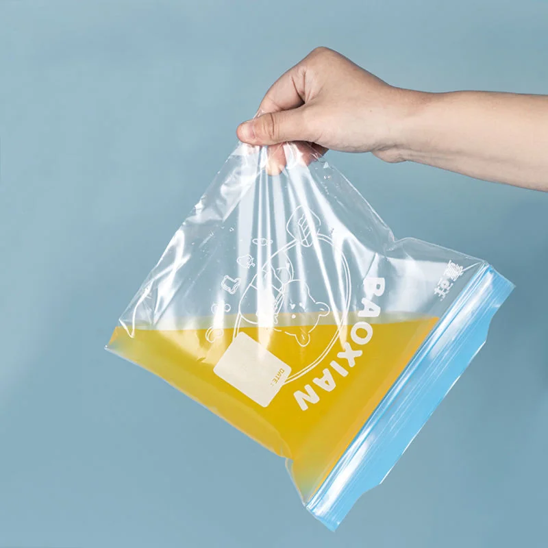 PE customizable, removable double-zippered, expandable bottom, BPA-free leak-proof zipper plastic food storage bag for frozen storage